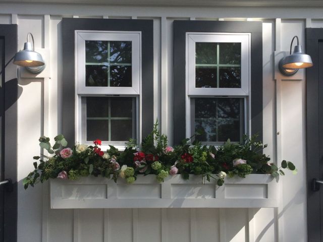 window box with custom flowers